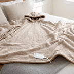 Sunbeam Heated Wearable Throw Shorty Hood Velvet Sherpa Reverse 70" x 38"