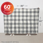 Sunbeam Heated Buffalo Plaid Gray Throw Blanket Oversized Microplush 4 Heat 60x80