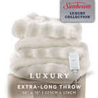 Sunbeam Heated Cream Throw Blanket Bubble Faux Fur 4 Heat Settings 50x60