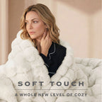 Sunbeam Heated Cream Throw Blanket Bubble Faux Fur 4 Heat Settings 50x60