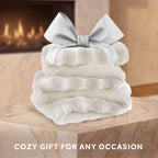 Sunbeam Heated Cream Throw Blanket Bubble Faux Fur 4 Heat Settings 50x60