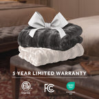Sunbeam Heated Cream Throw Blanket Bubble Faux Fur 4 Heat Settings 50x60