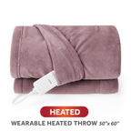Sunbeam Heated Purple Wearable Throw Blanket Sleeves & Hood 4 Heat Settings 60x70