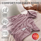 Sunbeam Heated Purple Wearable Throw Blanket Sleeves & Hood 4 Heat Settings 60x70