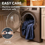 Sunbeam Heated Navy Blue Wearable Throw Blanket Sleeves & Hood 4 Heat 60x70