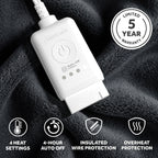 Sunbeam Heated Gray Throw Blanket Faux Shearling Foot Pocket 4 Heat Settings 50x70