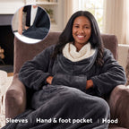 Sunbeam Heated Gray Throw Blanket Faux Shearling Foot Pocket 4 Heat Settings 50x70