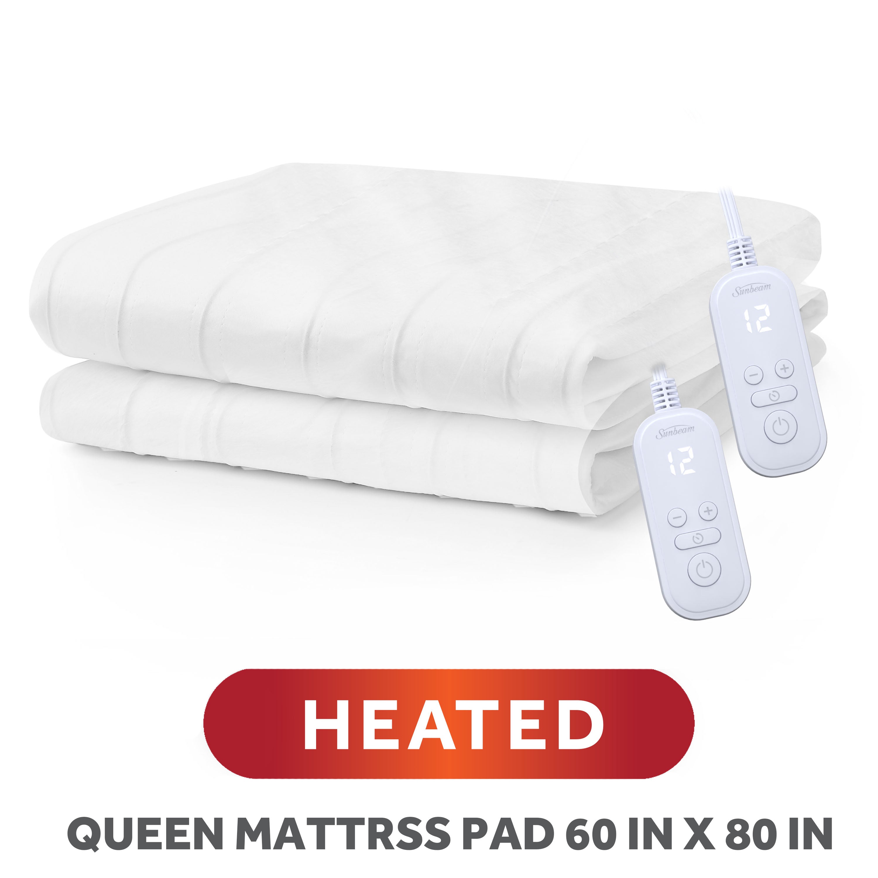 Sunbeam Heated Mattress Pad Moisture Wicking Fleece 10 Heat Settings