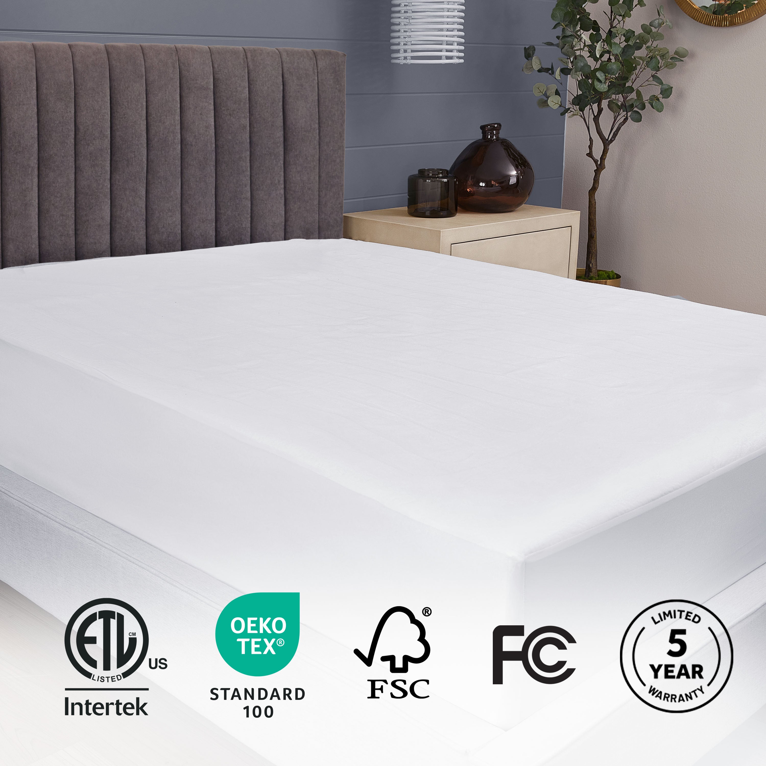 Sunbeam Heated Mattress Pad Moisture Wicking Fleece 10 Heat Settings