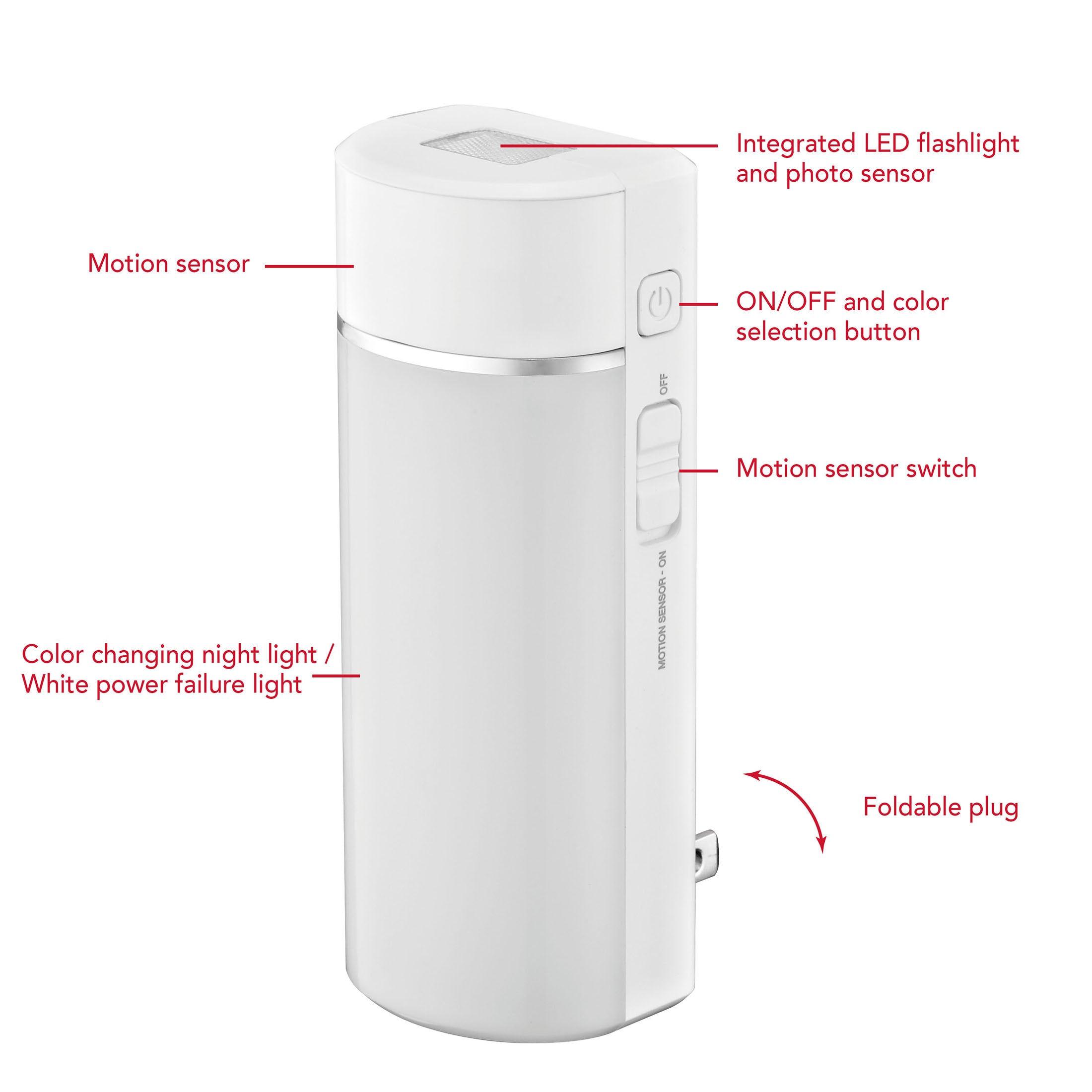 5-in-1 InstaBeam LED Color Changing Power Failure Night Light