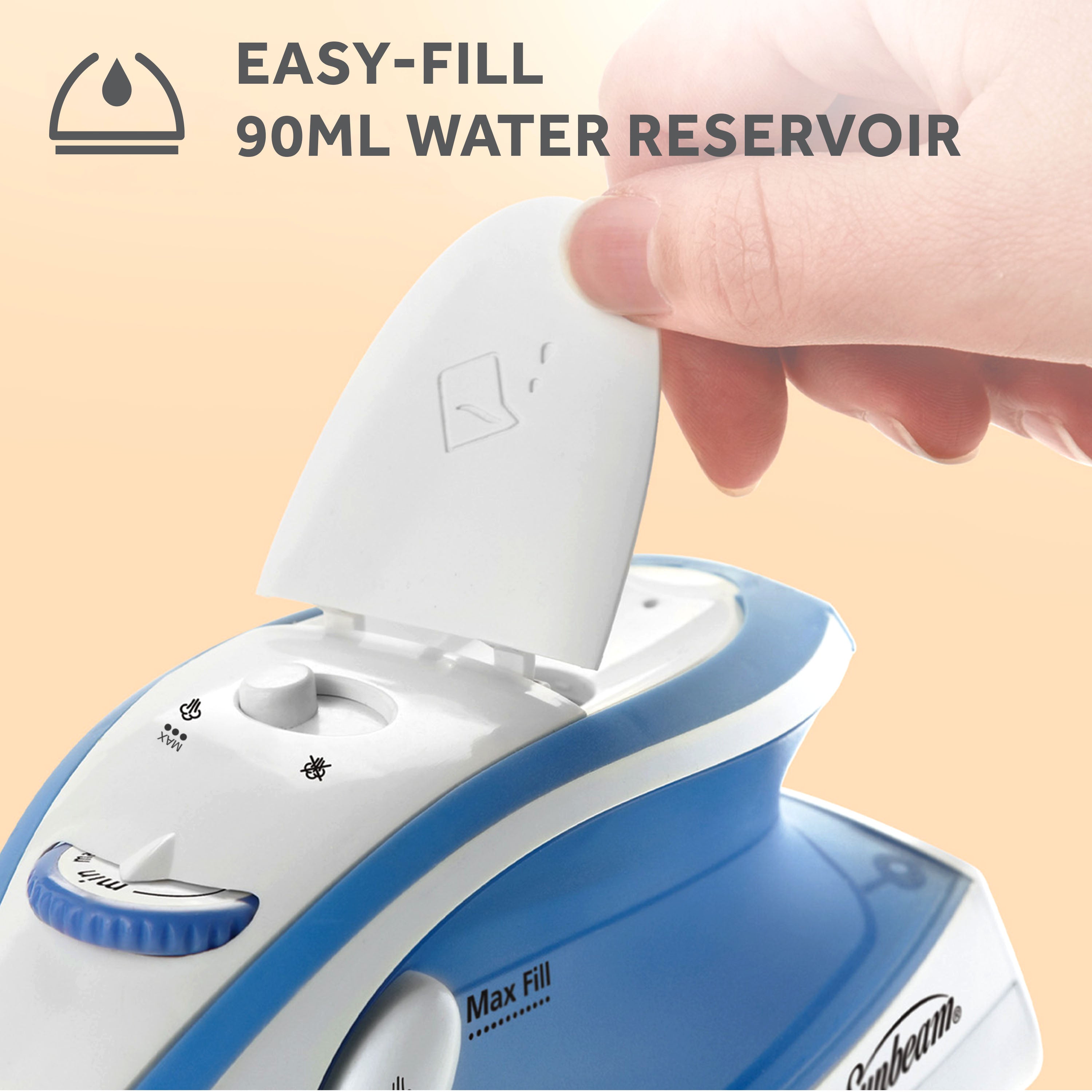 Sunbeam 800W Hot-2-Trot Travel Iron, White/Blue