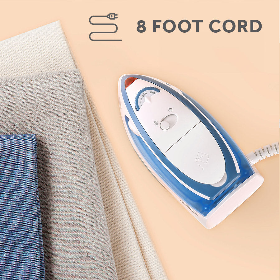 Sunbeam 800W Hot-2-Trot Travel Iron, White/Blue