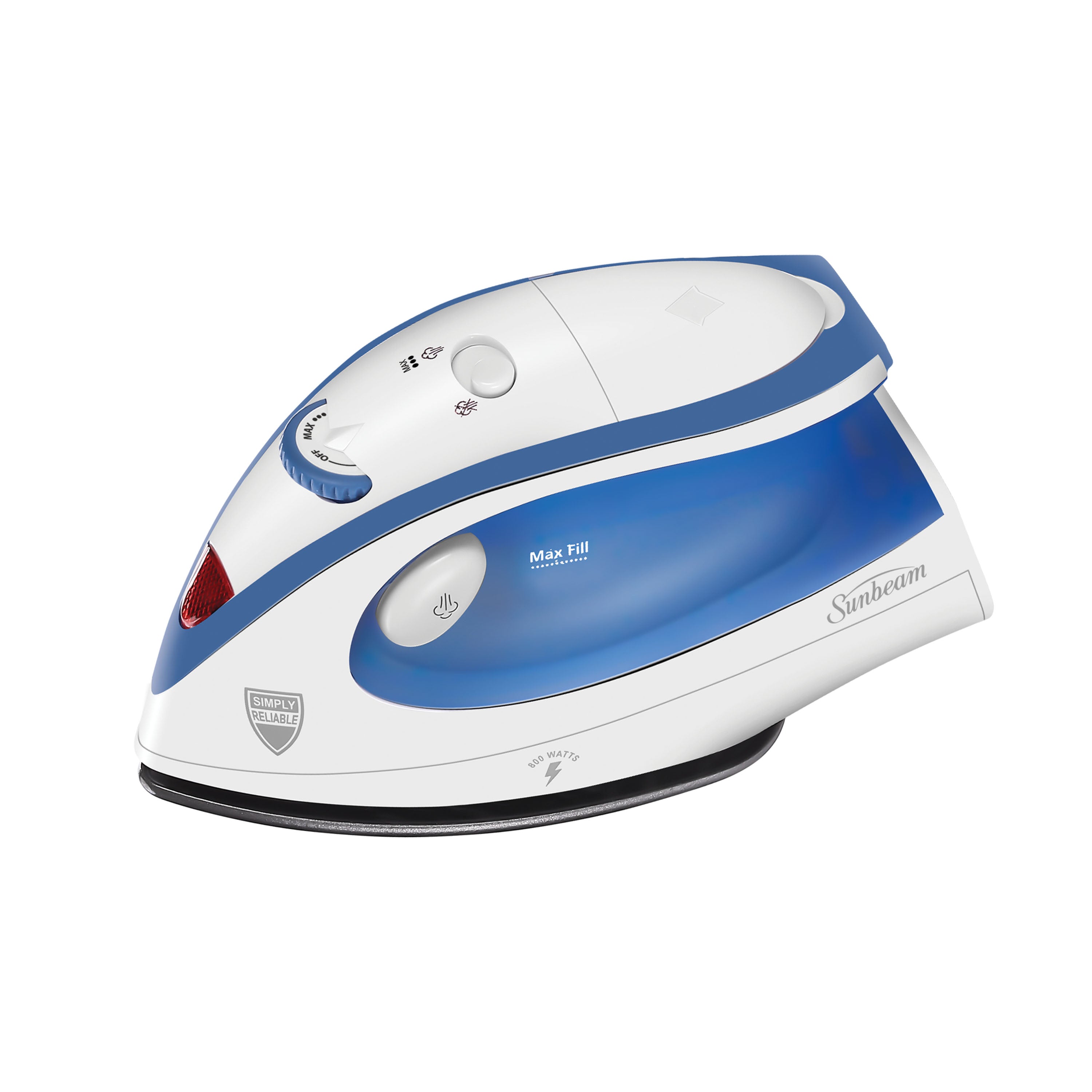 Sunbeam 800W Hot-2-Trot Travel Iron, White/Blue